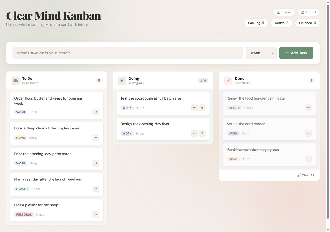 Clear Mind Kanban Board 1