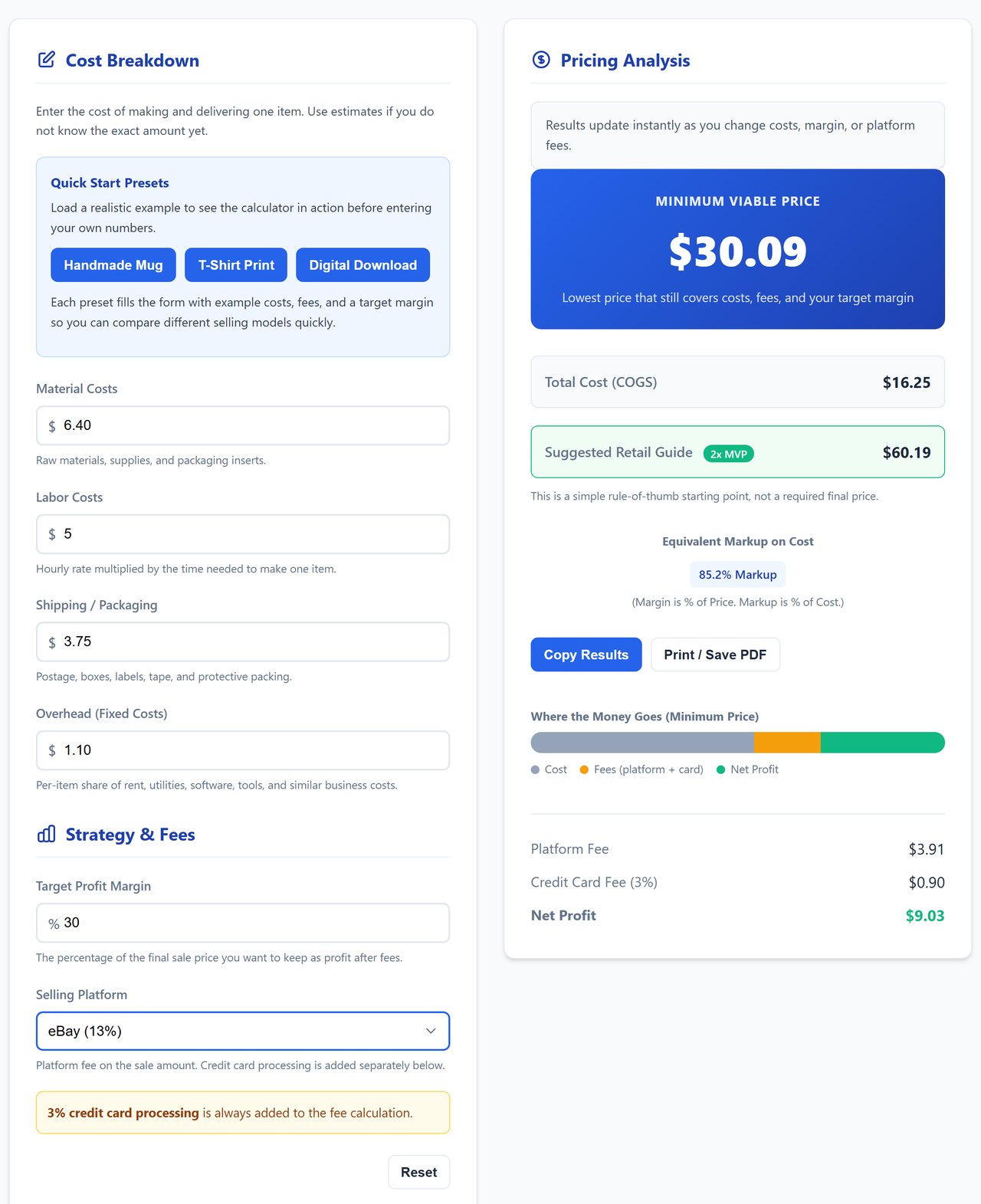Maker Profit Margin Calculator 1