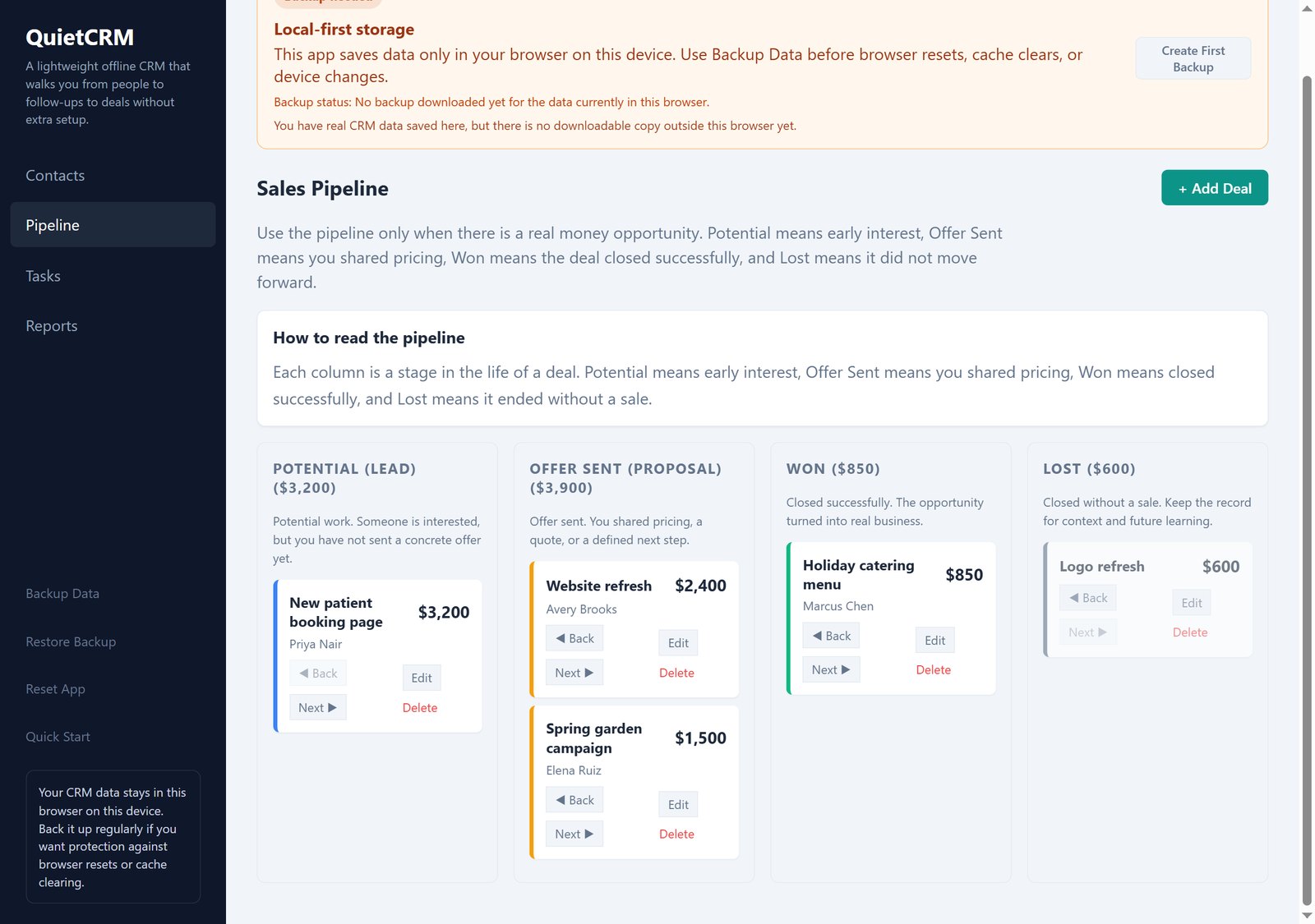 QuietCRM Lightweight Offline CRM 1