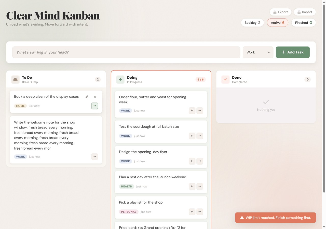 Clear Mind Kanban Board 3