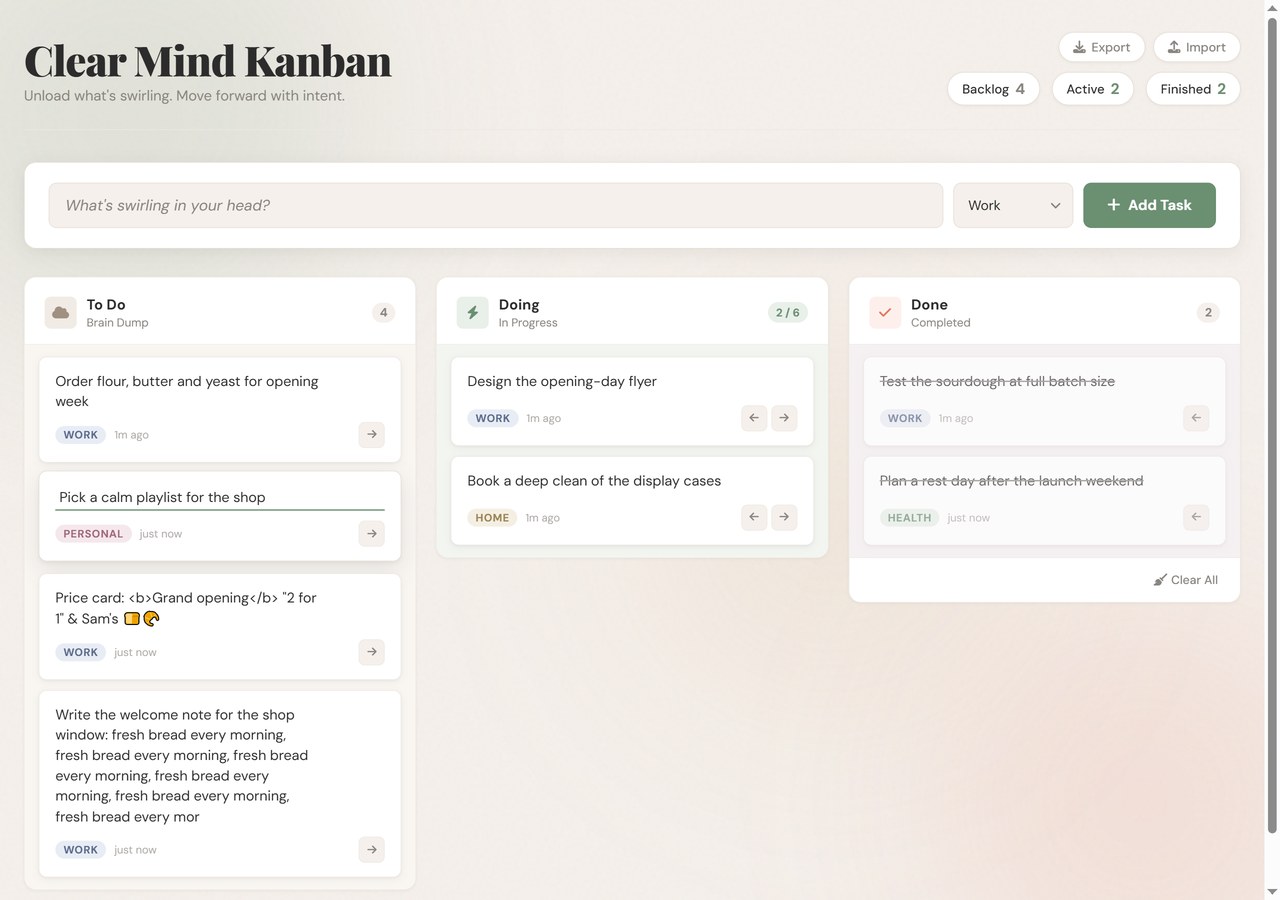 Clear Mind Kanban Board 4