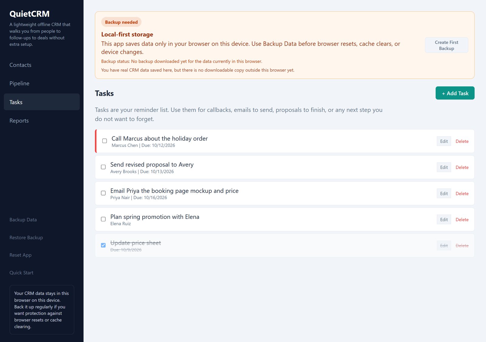 QuietCRM Lightweight Offline CRM 3