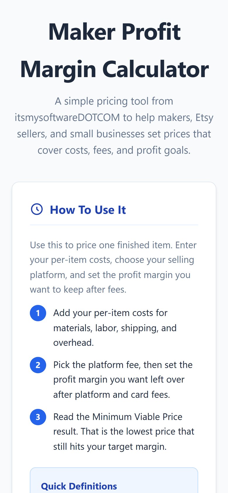 Maker Profit Margin Calculator 5
