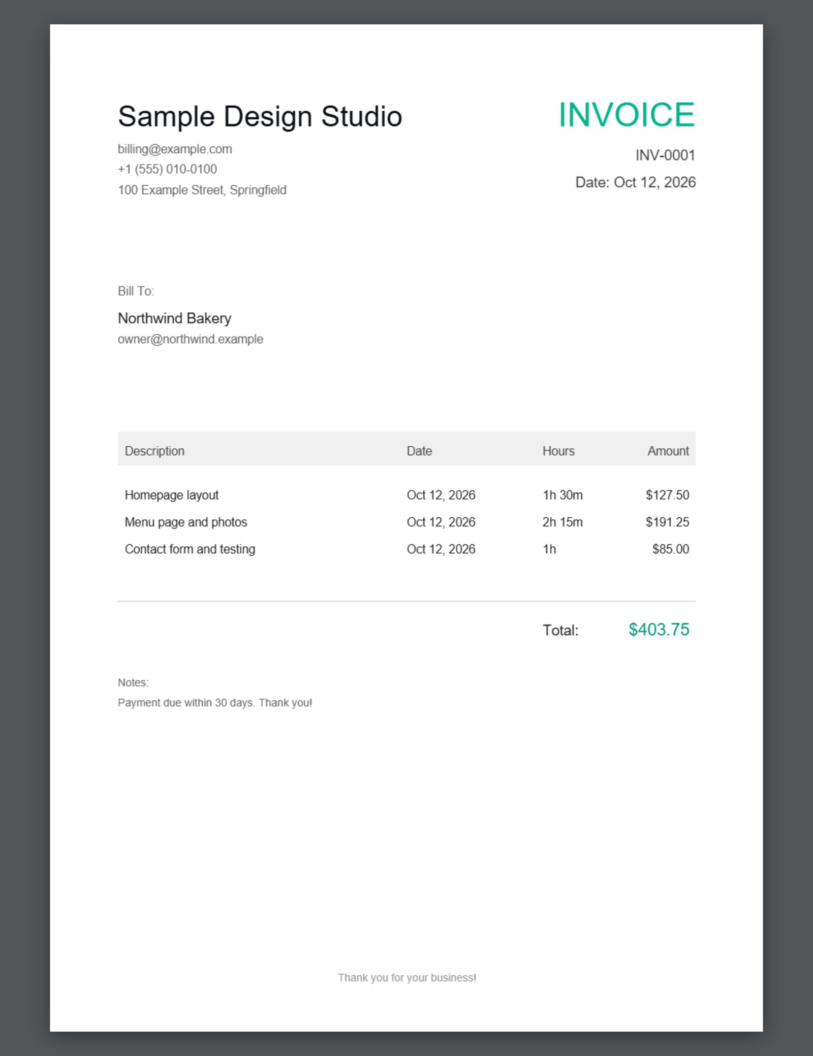 Invoice and Time Tracker 3