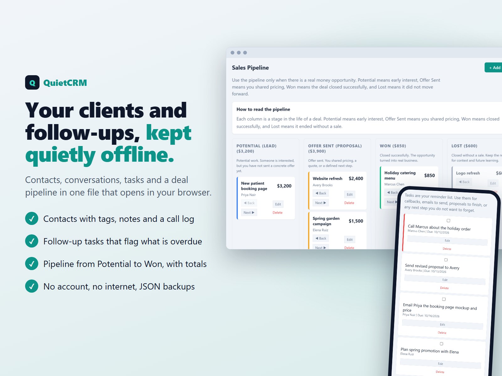 QuietCRM Lightweight Offline CRM 0